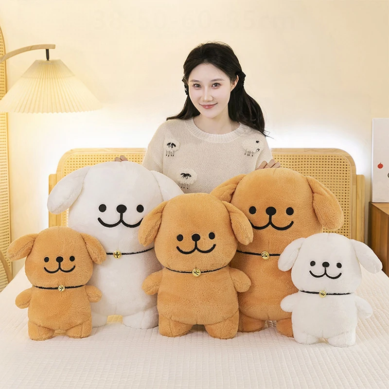

Kawaii Line Dog Plush Toy Cute Stuffed Puppy with Bell Cartoon Dog Pillow for Kids Birthday Xmas Gift Soft Cuddly Doll for Girls