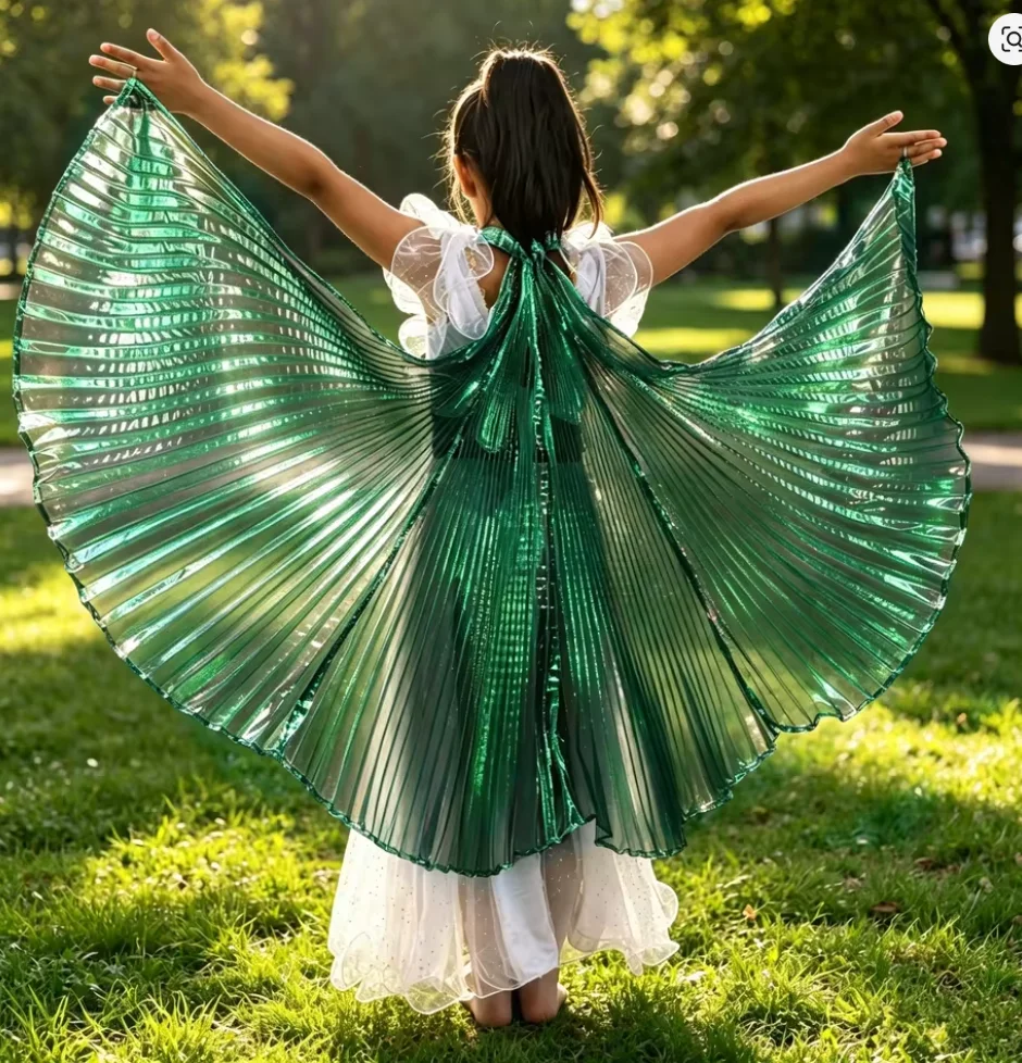 New Children's belly dance gold wing cloak hand hook catwalk show props model wings transparent Belly Dancing Egyptian