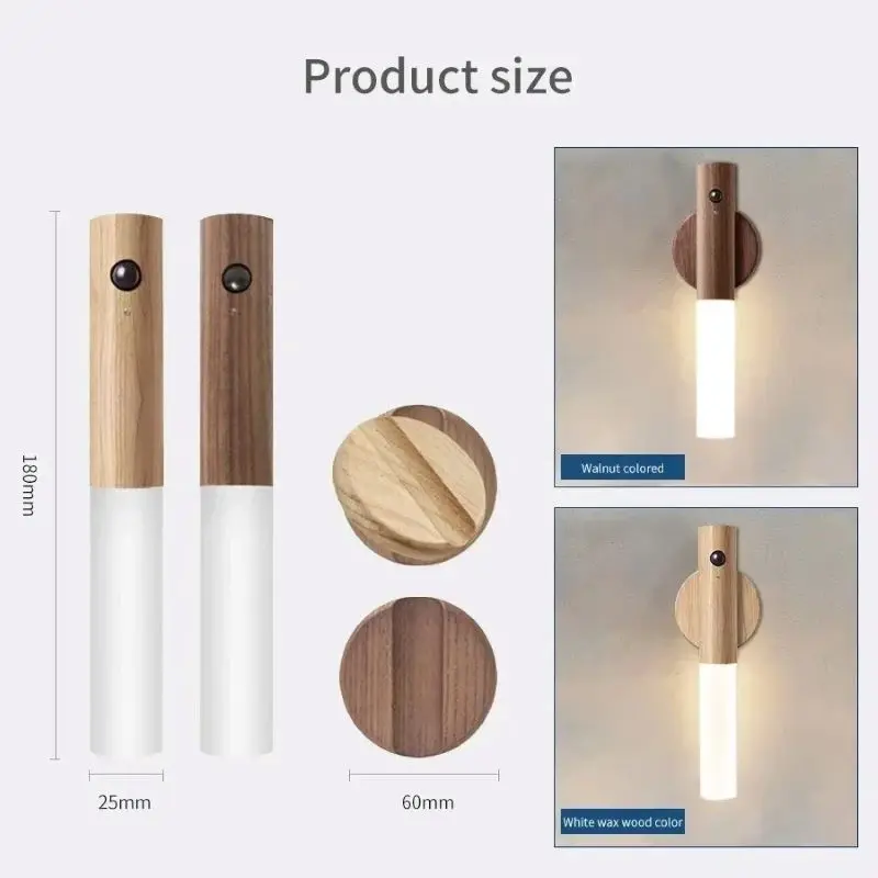 Motion Sensor LED Night Light Rechargeable Magnetic Wall Mounted Induction Light Wardrobe Light Bedroom and Home Desk Lamp