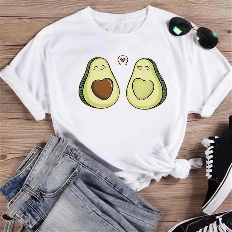 Women  New Avocado T-shirt Women Casual Short Sleeve Cartoon Graphic Tshirts Funnt Female Tops Tees Summer Women T-shirts Shirt