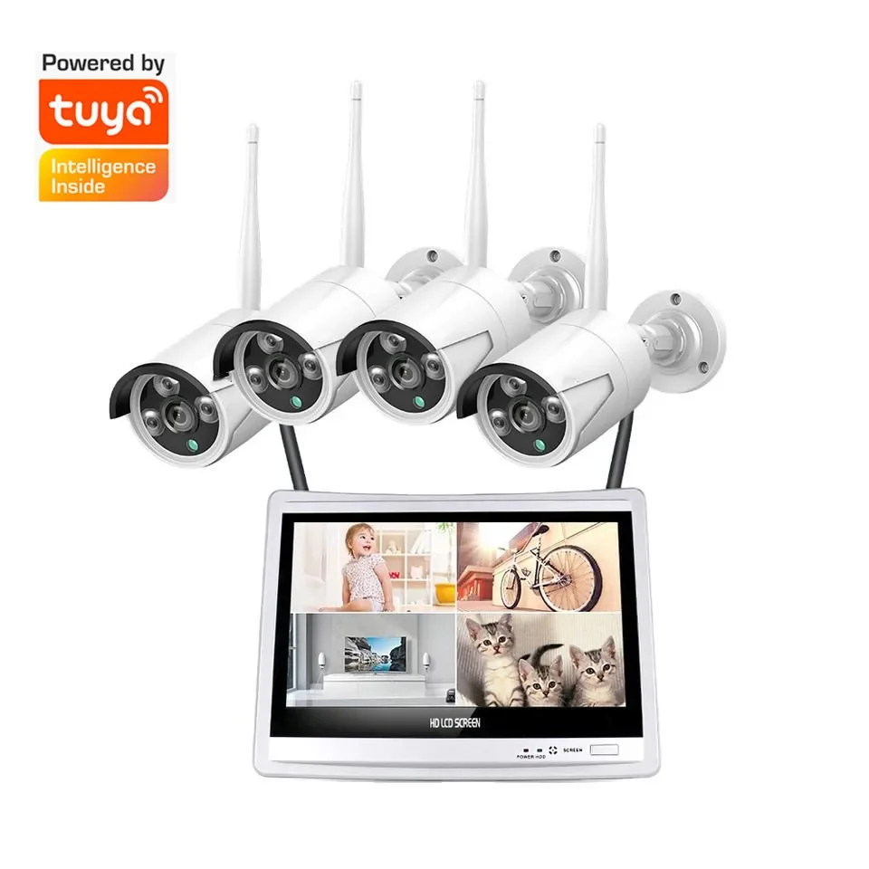 Wireless CCTV Camera System 4X 3.0MP Outdoor Security IP Cameras with P2P, AI Motion Detection