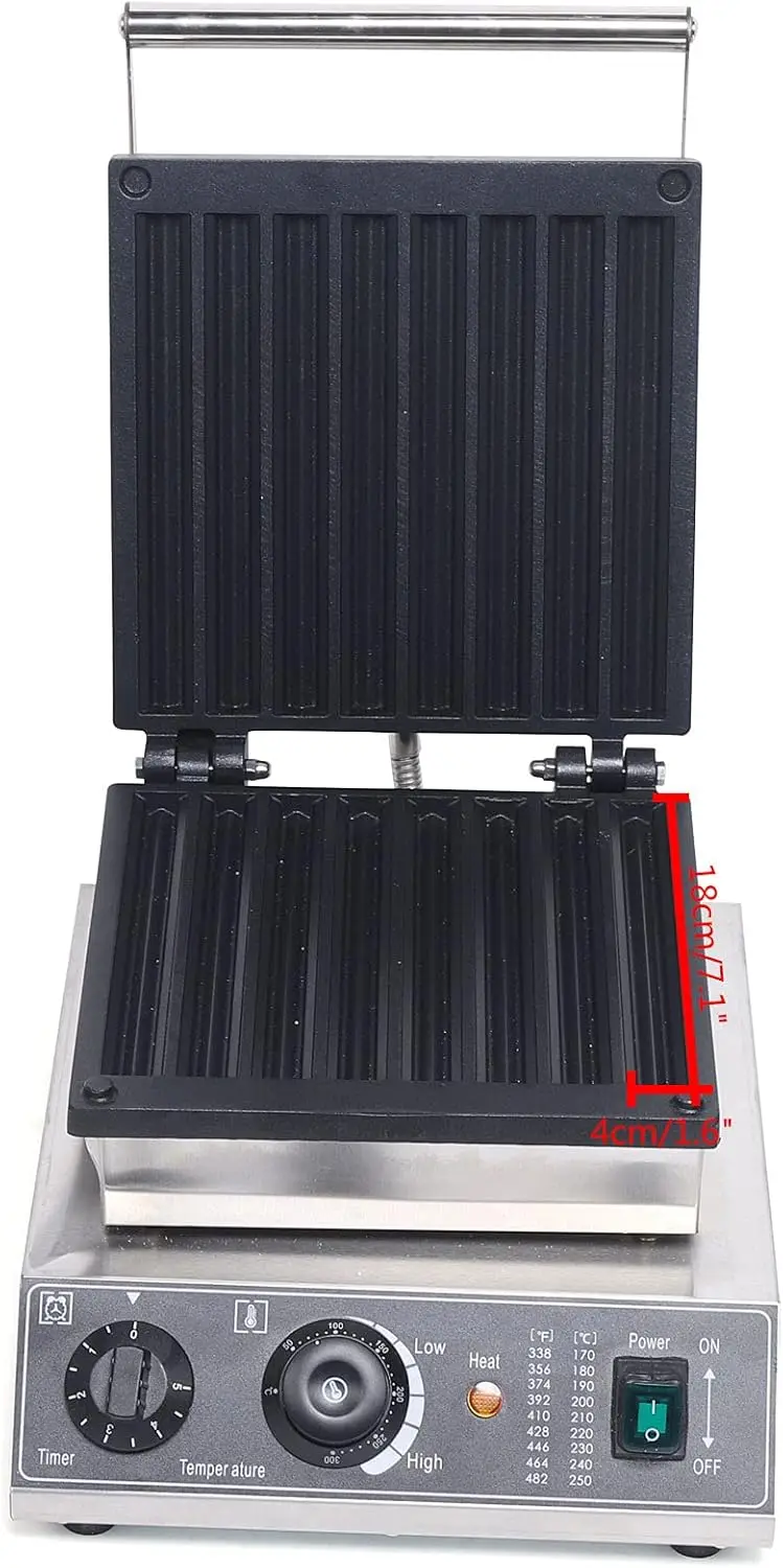 Máquina para hacer churros de 8 piezas, 1500 W 110 V 50 ~ 300 ℃   Gofrera Manual, máquina para hacer muffins, panadero, gofrera eléctrica antiadherente, acero inoxidable