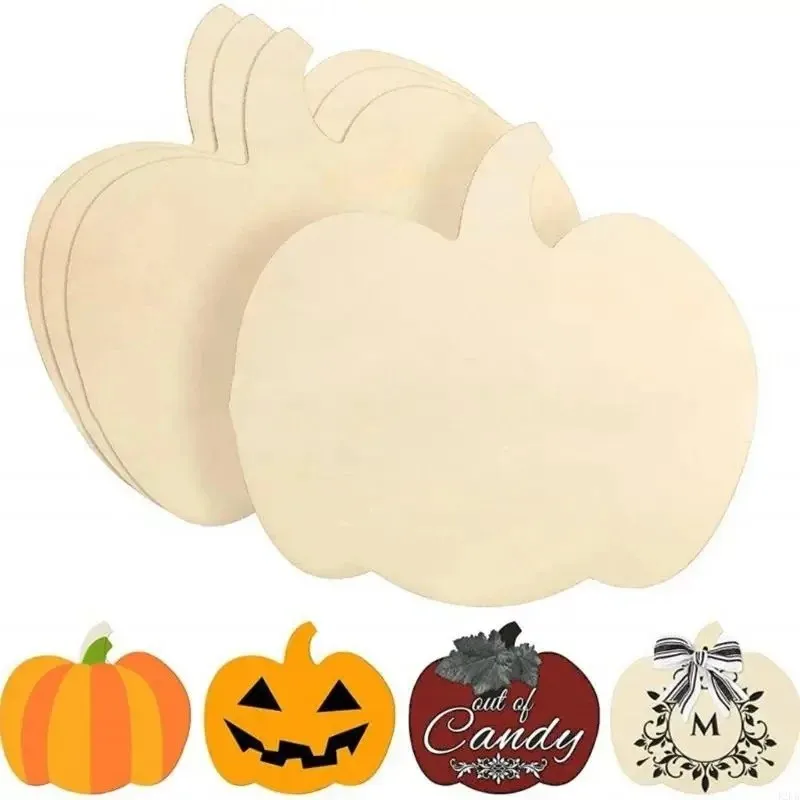 24/48 pack diy unfinished paintable pumpkin cutout plaques halloween thanksgiving hand painting ornaments for party home decor