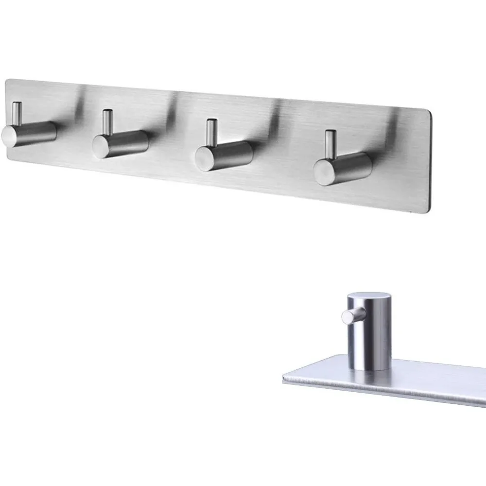 

Самоклеящиеся крючки из нержавеющей стали, настенная прочная вешалка, вешалка для ключей, крючки для полотенец для ванной комнаты, гостиной, кухни (4