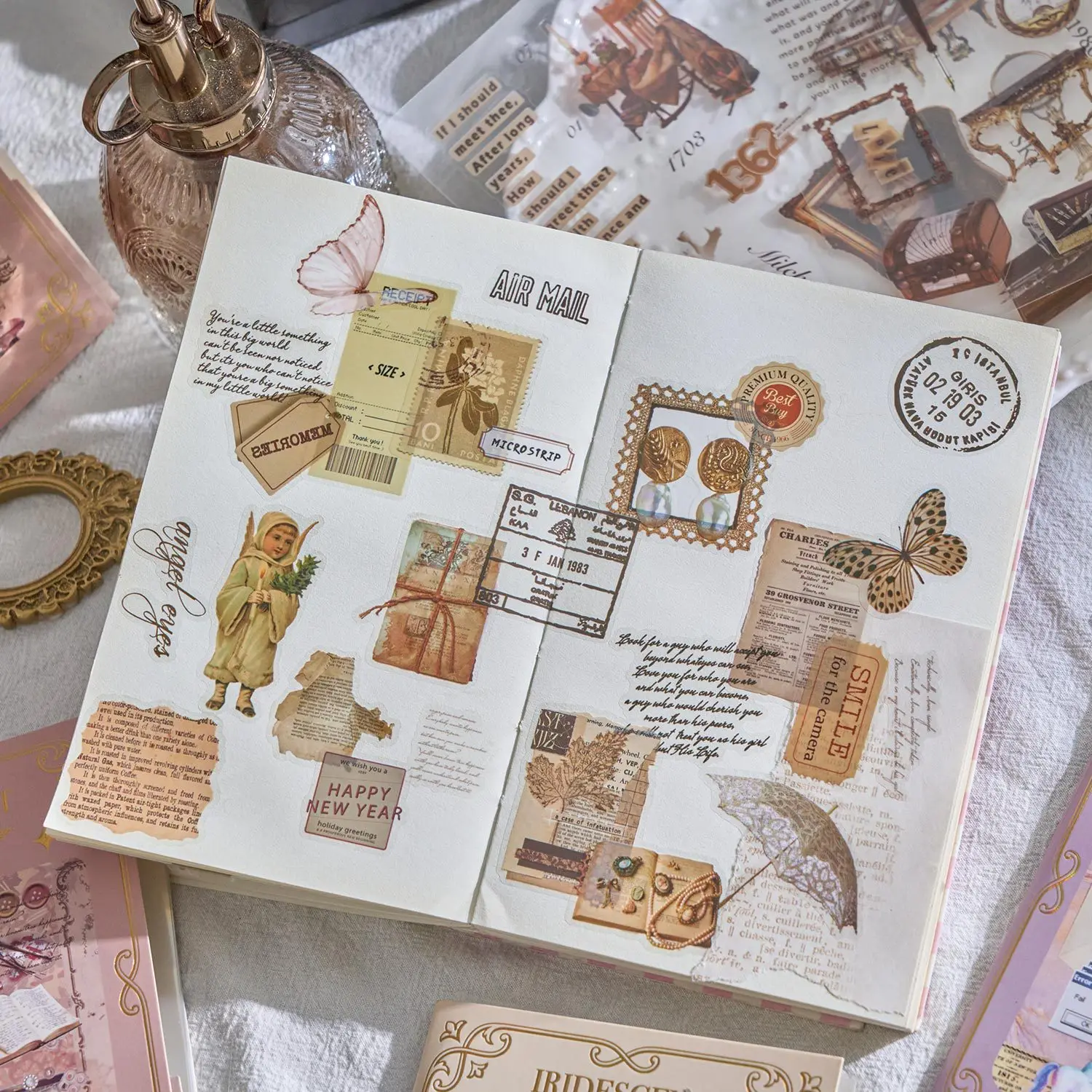 20 pcs vintage sticker book DIY  collage decorative paper Scrapbooking Material handmade Diary Album Junk Journal Supplies