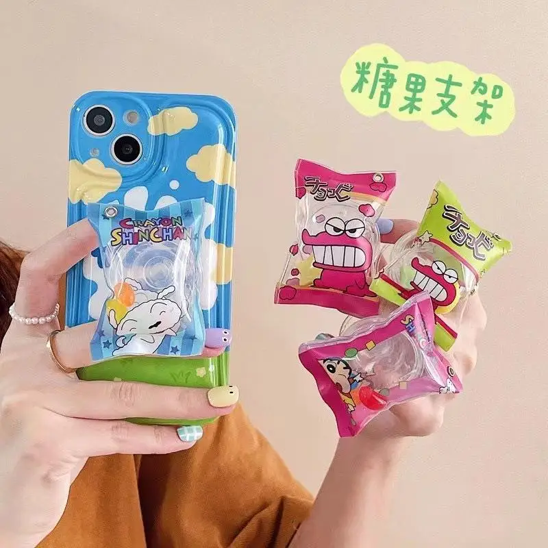 Anime Crayon Shin-Chan Airbag Snack Phone Holder Solid Anti-Smash Face Finger Ringadhesive Universal Mobile Phone Holder Gifts