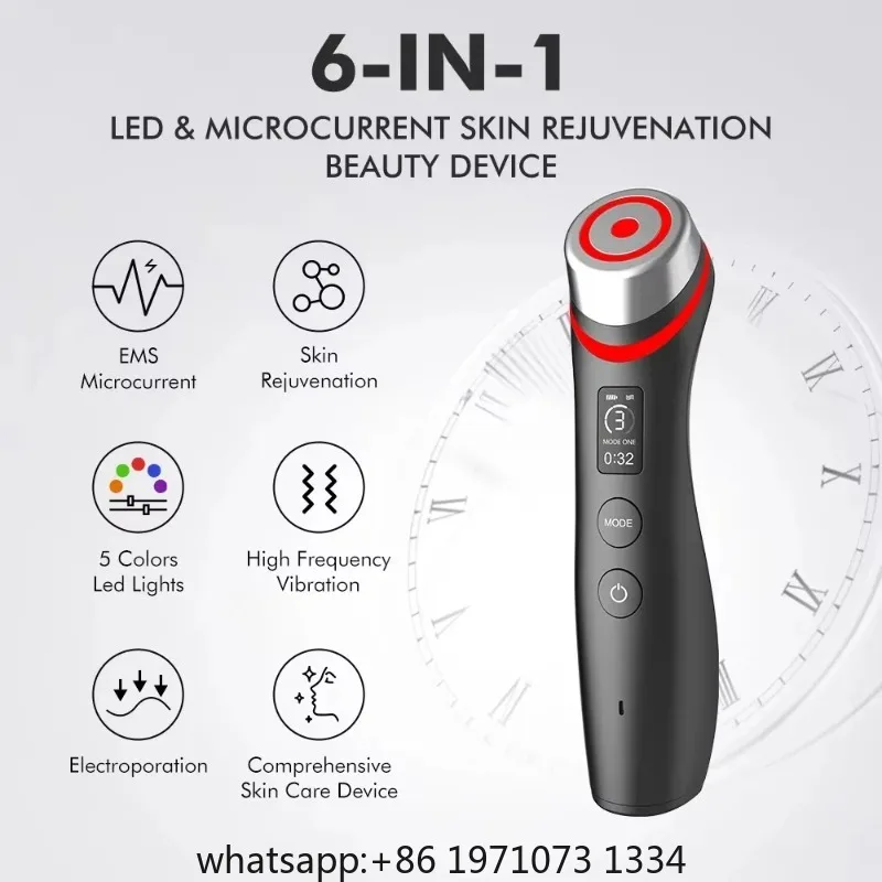 NEW 6 in 1 Multifunction Ager Booster Pro Skin Therapy Wand Facial Led Lights Beauty Device