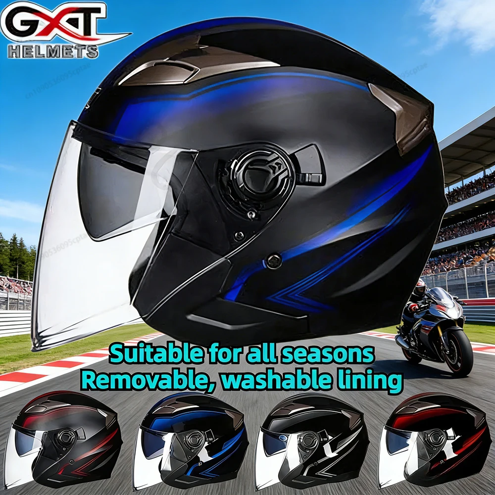 

New GXT 708 Double Visor Half Face Helmet Men Women Safety Motorbike Bicycle Scooter Summer Autumn Electric Motorcycle Helmets