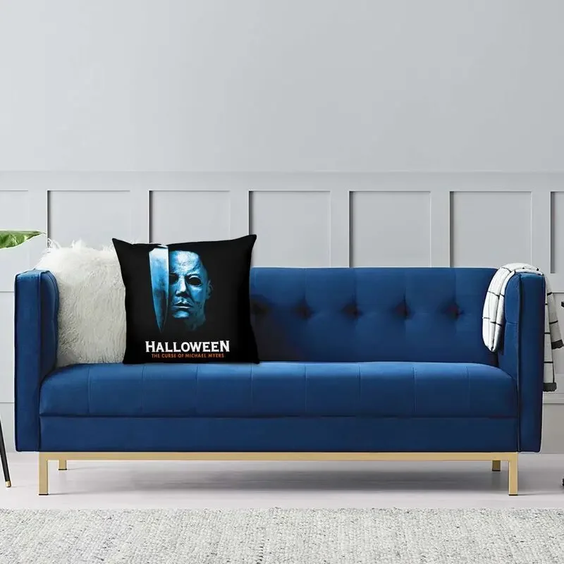 Halloween Michael Myers Cushion Cover Polyester Horror Movie Character Throw Pillow Case for Sofa Square Pillowcase Decoration