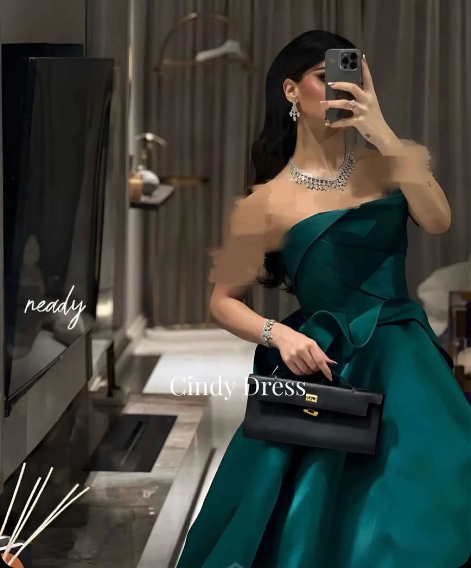 Satin Tube Top A-line Green Saudi Elegant Party Dresses for Women Luxury Gala Dress Woman Evening Customized Ladies Long Gown