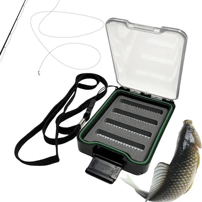 Fly Fishing Bait Storage Boxes Fly hook storage box Portable Fish Lure Hook Bait Case with lanyard Fly Fishing Box accessories