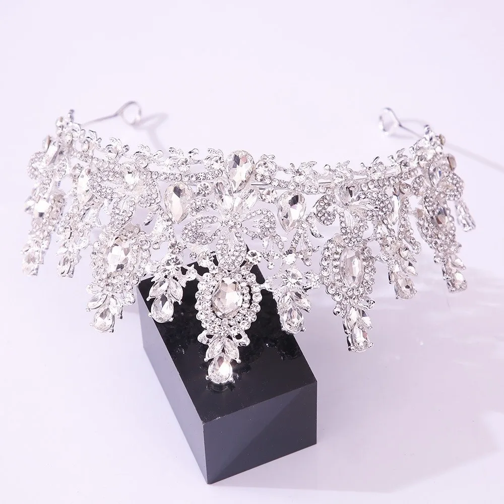 Beaded Headpiece Handmade Bridal Tiara Exquisite Luxurious Crystal Crown Sparkling Metallic Baroque Headpiece Bride