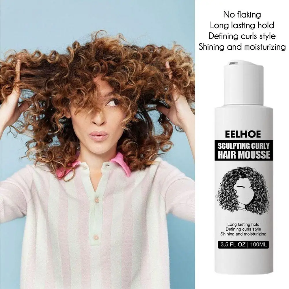 EELHOE-Crema de rebote para el cabello, potenciadores de rizos, elásticos de peinado, agente hidratante Antifrizz, Natural