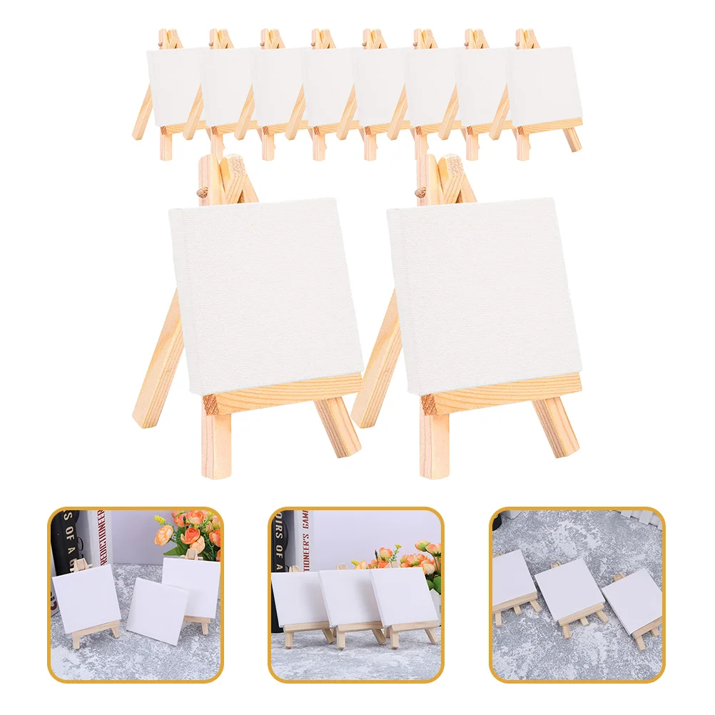 

18 Sets Kids Easel Delicate Mini Canvas Multi-function Painting DIY Supplies Accessories Triangle Stand Child