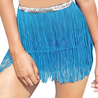 Women's Layered Fringe Dance Skirts Sexy Sequins Ballroom Latin  Skirt Festive Rave Skirt Perfomance Costumes