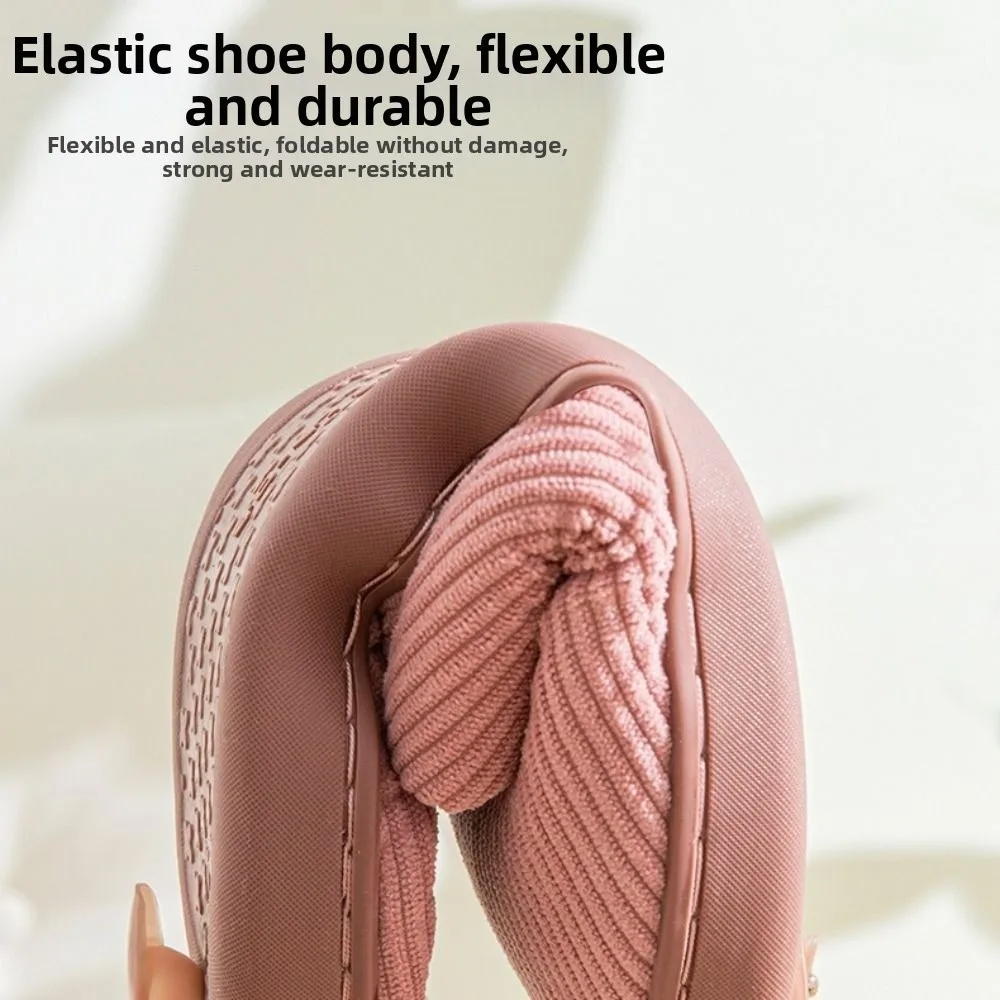 

Нескользящие женские хлопковые тапочки в полоску, удобные домашние тапочки на мягкой толстой подошве, осень и зима