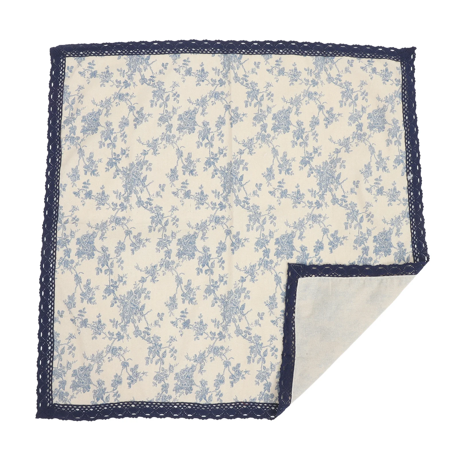 

Cotton Linen Tablecloth Lace Edge Vintage Floral Pattern Washable Rustic Farmhouse Decor Table Cover For Home Garden