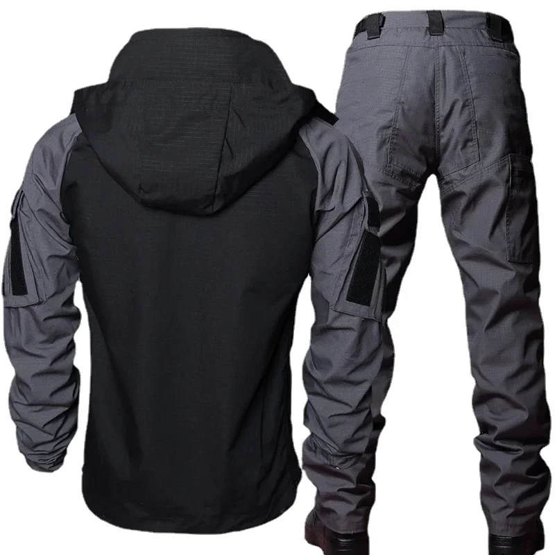 Imagem -03 - Conjunto Tático Impermeável Masculino Soft Shell Fato de Treino de Combate Swat Exército Windproof Cabolsas com Capuz Calças Masculino Exterior Pcs