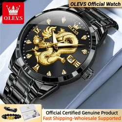 OLEVS Quartz Men's Watch High Quality Fashion Business Waterproof Stainless Steel Calendar Watch Classic Dragon dial Men's Watch