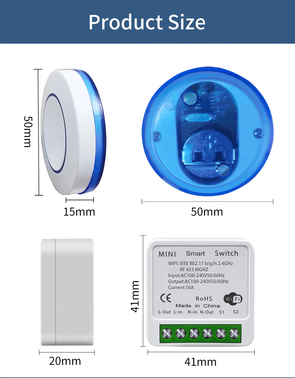Tuya WiFi Smart Licht Schalter 16A 433MHz Drahtlose Fernbedienung Relais Controller Sprachsteuerung Funktioniert Mit Alexa Google Hause – Detail 8