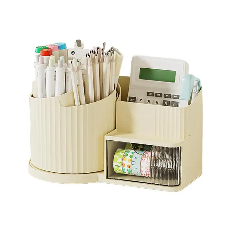 

Rotating Pencil Holder 360-Degree Rotating Desktop Organizer Drawer Attached Compartmentalized Container Stationery Holder For