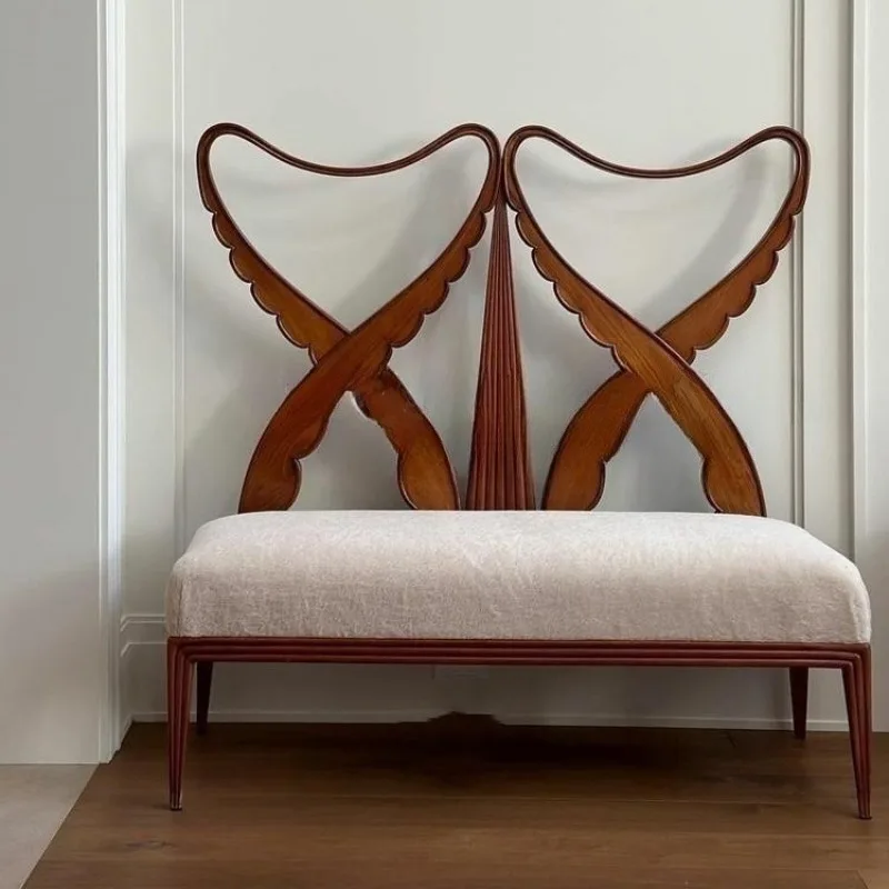 American retro style solid wood carving sofa high backrest double chair homestay designer studio shooting special-shaped sofa