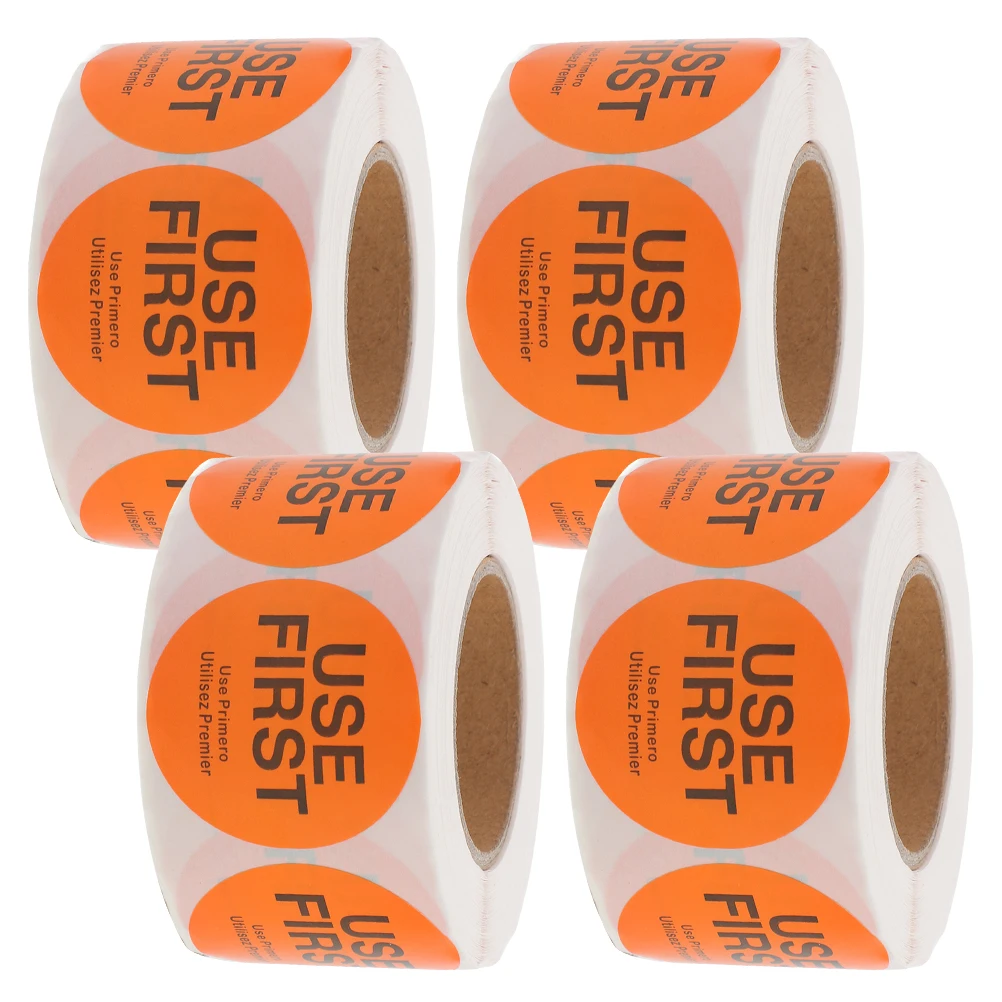 4 Gulungan Label Kontrol Persediaan Stiker Kemasan Makanan Label Dapur untuk Perekat Freezer Restoran Sederhana Pertama