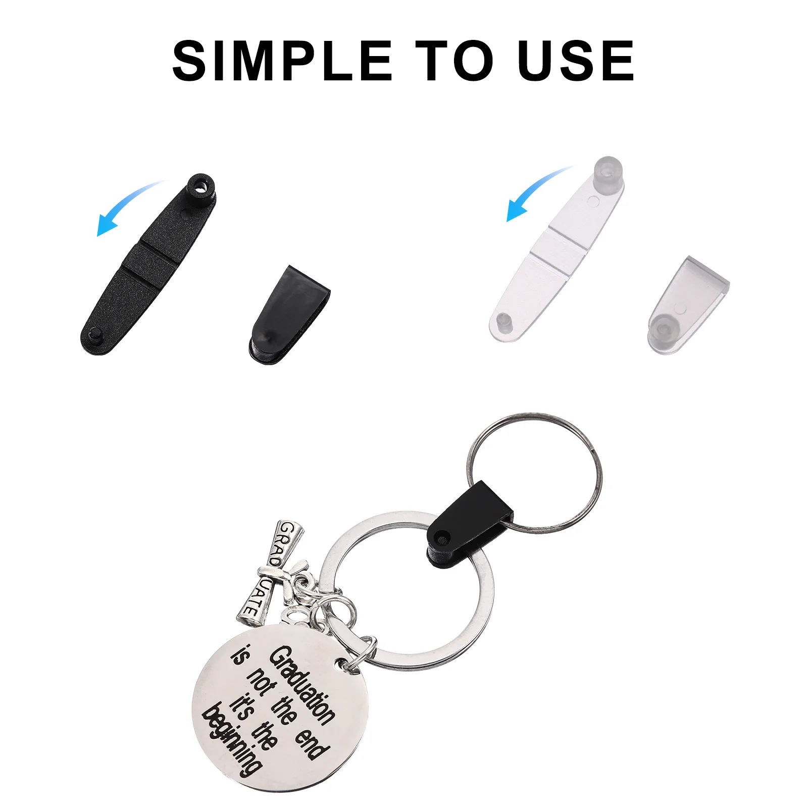 Plastic Keychain Clips Keychain Connectors Snap Tabs Clear Flat Key Rings Split Id Badge Holder Strap Clips Office Credit Card