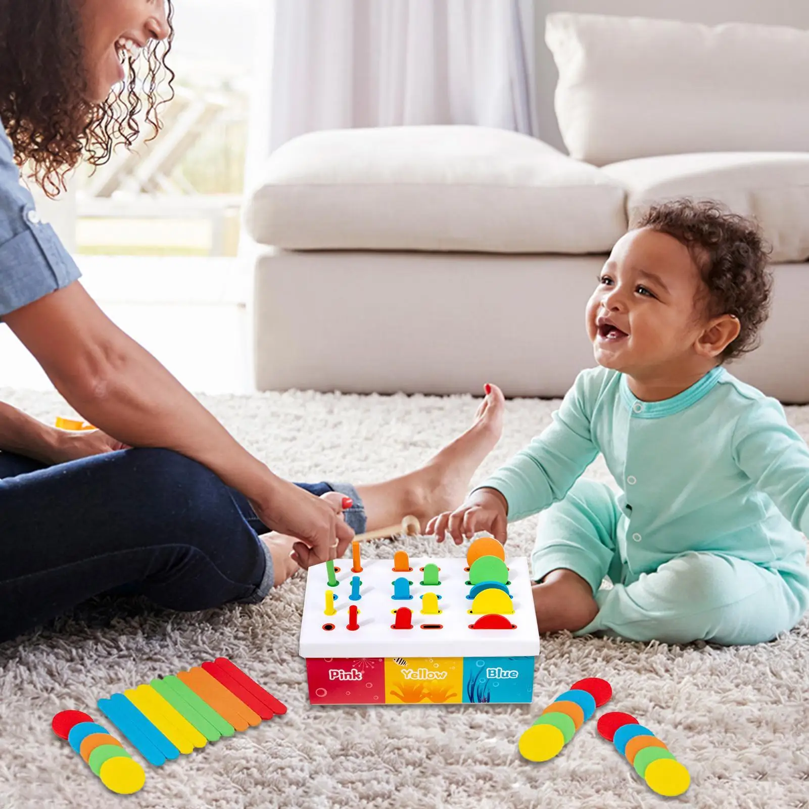 

Color Shape Sorting Box Wooden Color Shape Sorting Toy Magnetic Fishing Game Classification Activity For Toddler Preschoolers