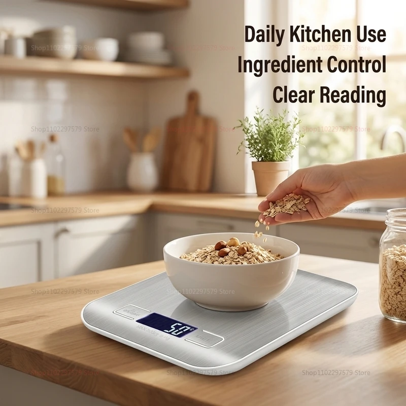 Stainless Steel Digital Kitchen Scale High Accuracy LED Display 5kg Capacity Food Scale for Home Baking Jewelry Weighing