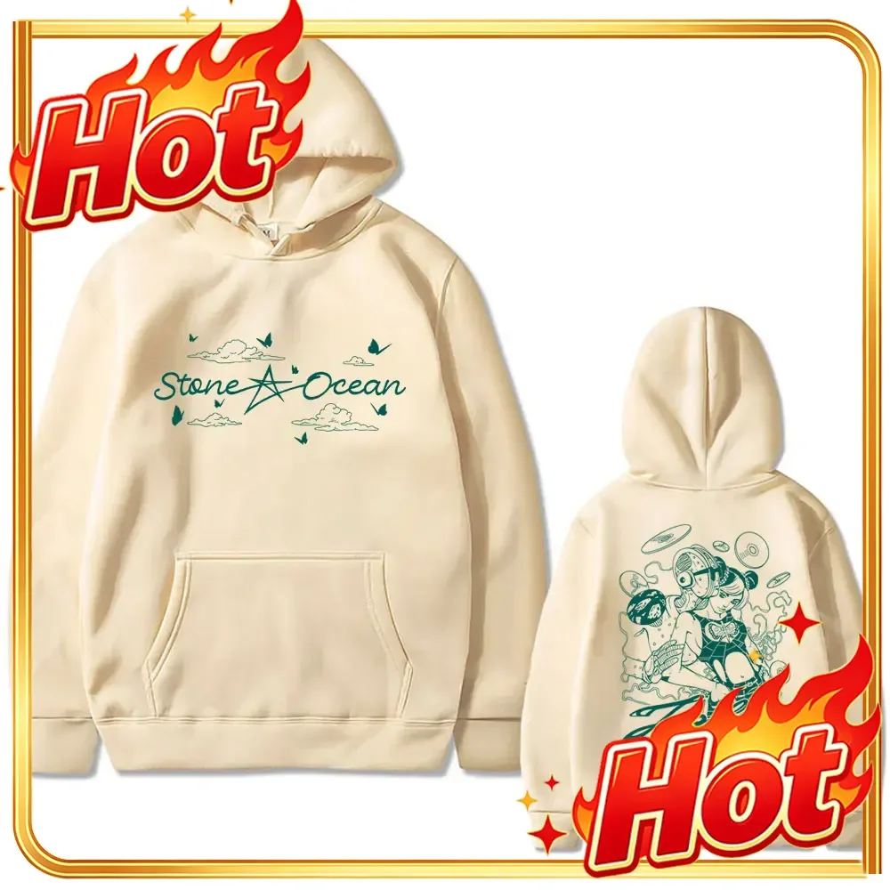Anime JoJo's Bizarre Adventure Stone Ocean Kujo Jolyne Graphic Hoodie Men Women Casual Vintage Oversized Sweatshirts Pullovers