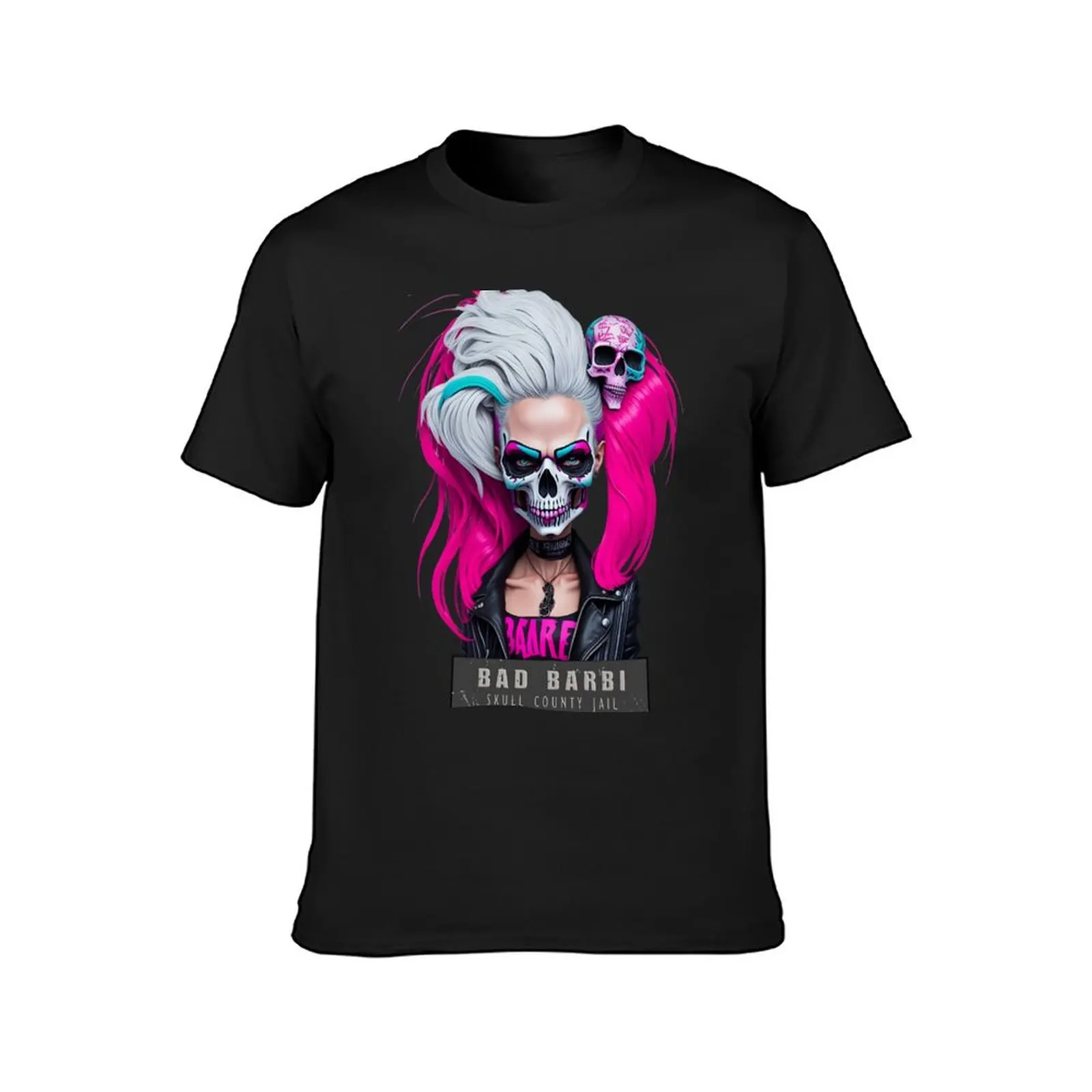 Skull Bad Barbi T-Shirt kawaii clothes summer top Short sleeve tee mens t shirts casual stylish