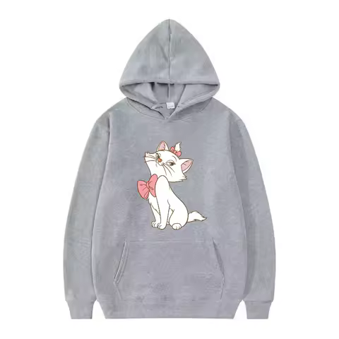 Disney The AristoCats Pattern Woman Sporty Loose Grey Autumn Funny Tops Clothing Pullovers Ladies Cheap Hoodies Sweatshirts