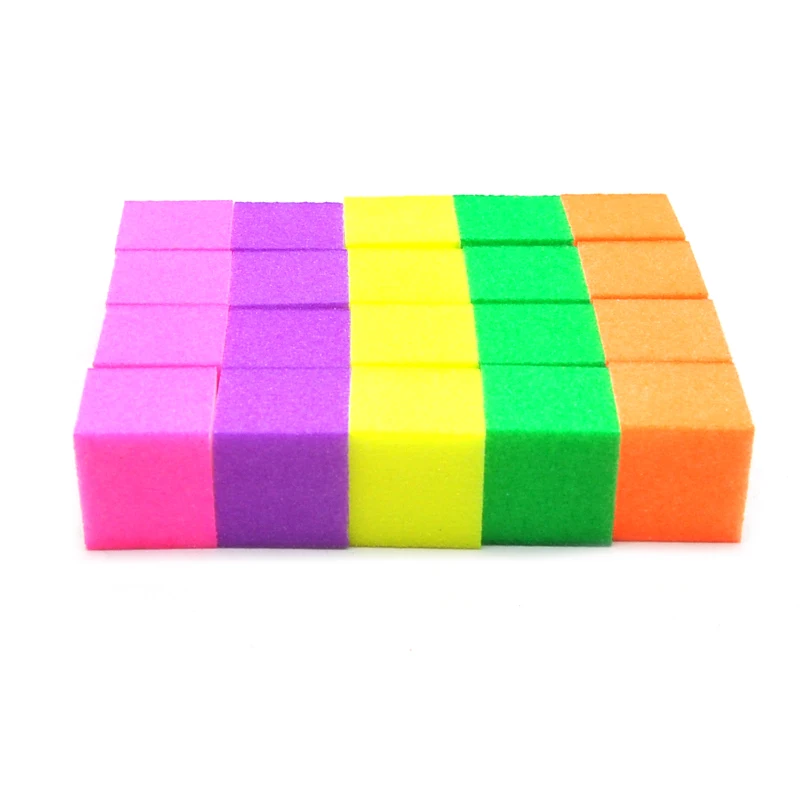 200 Pcs/lot Neon Nail Buffer Block Colorful Mini Sponge Files UV Gel Polish Remover Buffing Pedicure Manicure Nails Salon Tools