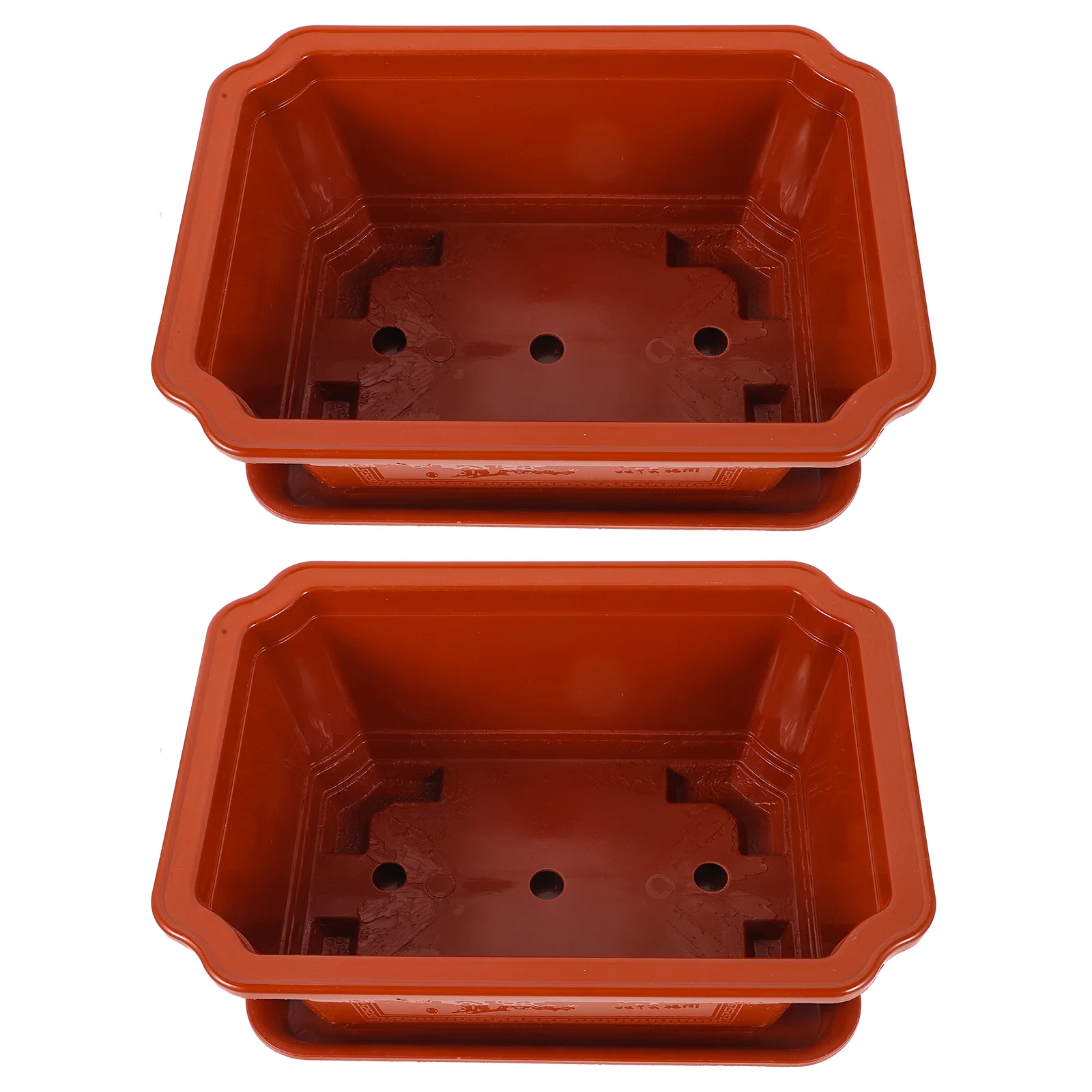 

2pcs Oval Flower Plastic Flower Pot Plastic Bonsai Container For Indoor Home Practical Planting Pot