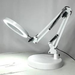 10x Lighted Magnifying Glass 5 Color Modes Continuously Dimmable 2-in-1 Table Lamp Clip Lamp Magnifying Glass