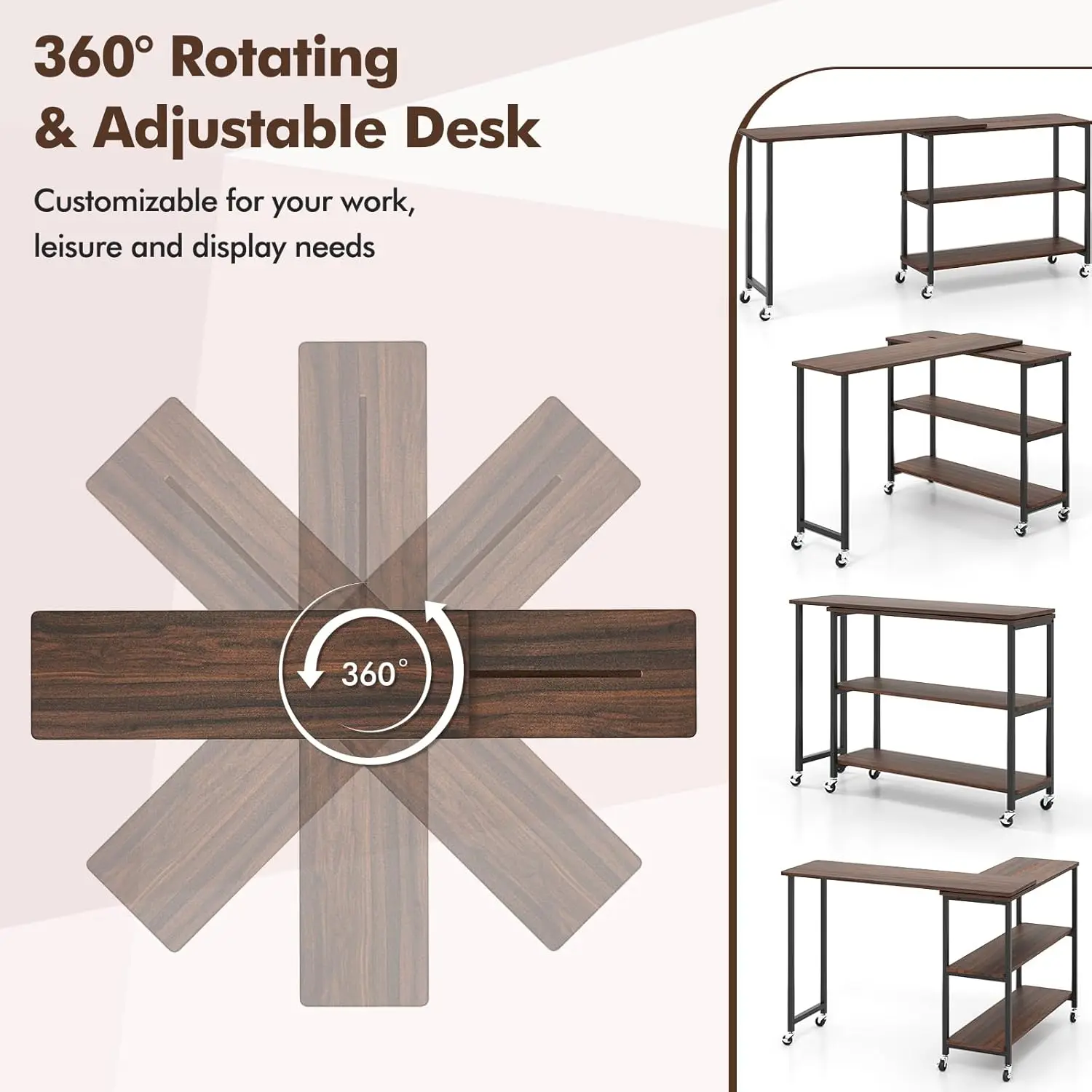 360 ° Obrotowy stolik boczny – Desk Setup Ideas recenzja i cena