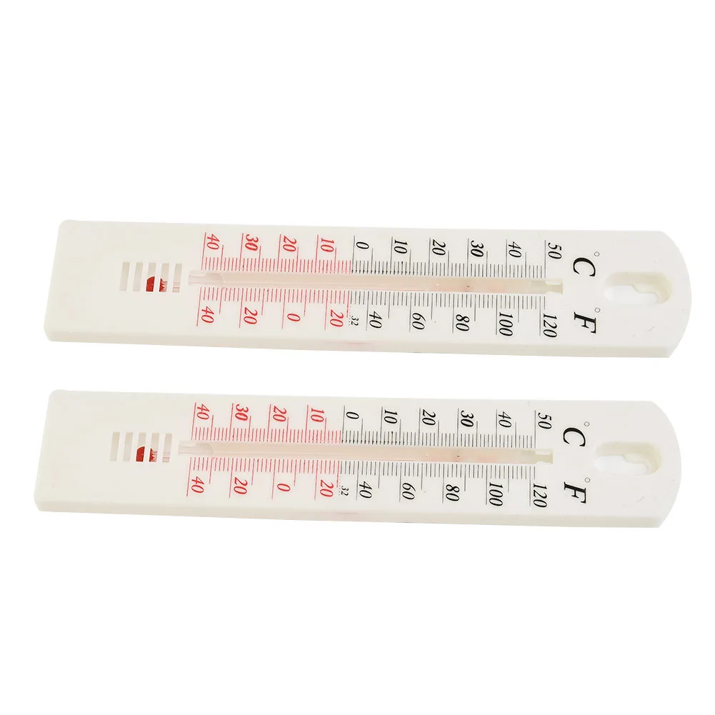 เทอร์โมมิเตอร์แขวนผนังเรือนกระจกแขวนอุณหภูมิ-50 ℃-+ 50 ℃ 195x40x6มม. 2ชิ้นในร่มและกลางแจ้งฤดูร้อน