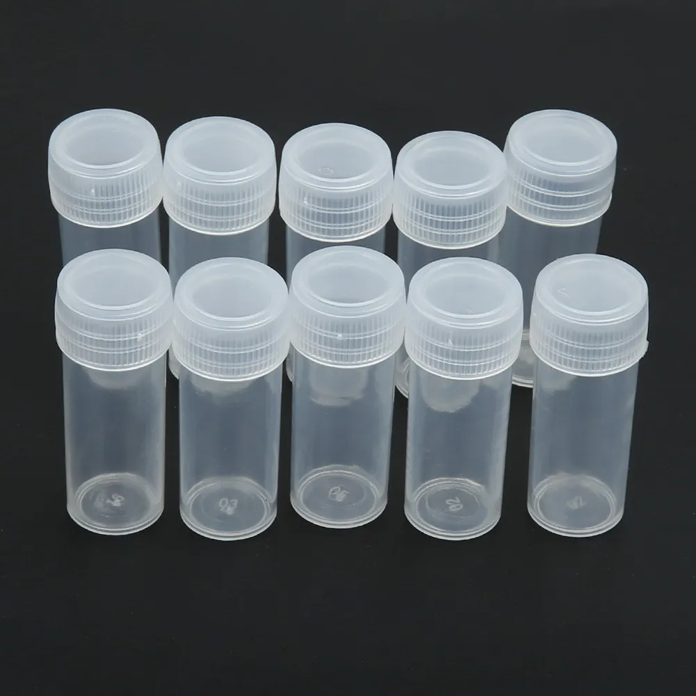 50pcs 5g Volume Sample Bottle Plastic Packing Bottle Transparent Medical Level Practical Multi-function for Seed Granular Object