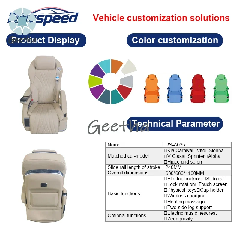 

Luxury Mercedes Vito Sport & Aero Seat Leather Car Seat with Slide Rail & Lock Rotation Fit for V-Class/Sprinter