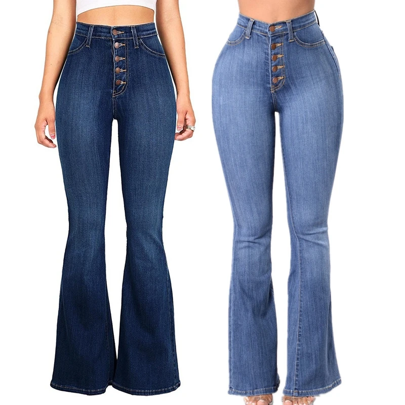 

High Waist Wide Legged Jeans Femme Denim Ladies Long Pants High Waist Women Jeans Micro Flared Trousers Denim Jeans