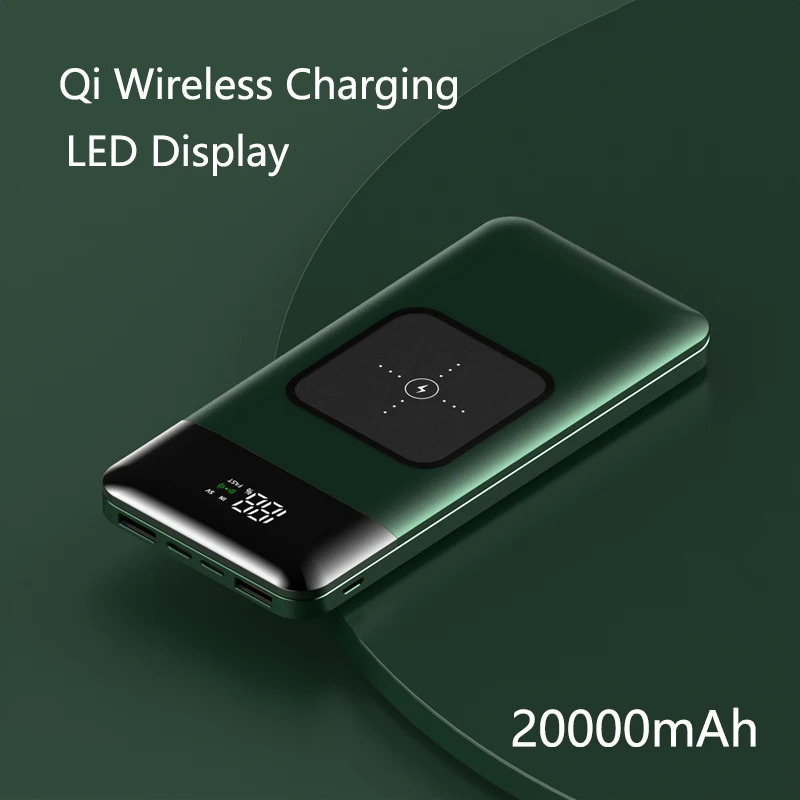 

Power Bank 20000mAh Qi Wireles Charger for iPhone 15 14 12 Huawei Portable External Battery Pack 22.5W Fast Powerbank for Xiaomi