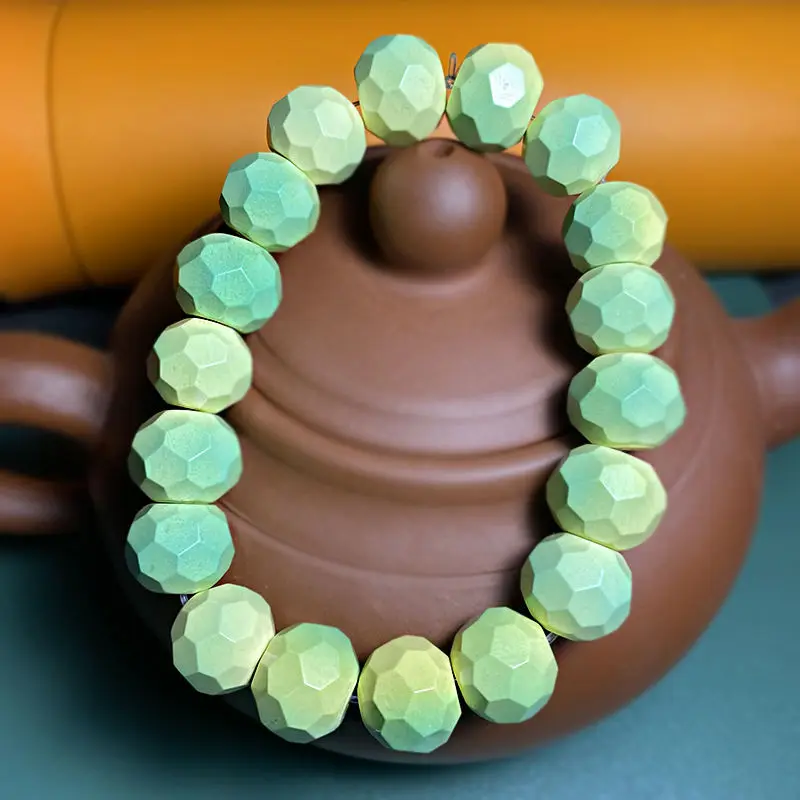 

Turquoise Phaseless Bead Bracelet Rapeseed Green Men's and Women's High Porcelain Faceted High-end