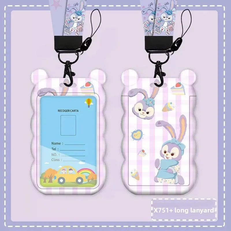 حامل بطاقات موجة StellaLou الكرتونية - حبل طويل للحافلة/مترو الأنفاق/بطاقات الوصول وشارات هوية الطالب