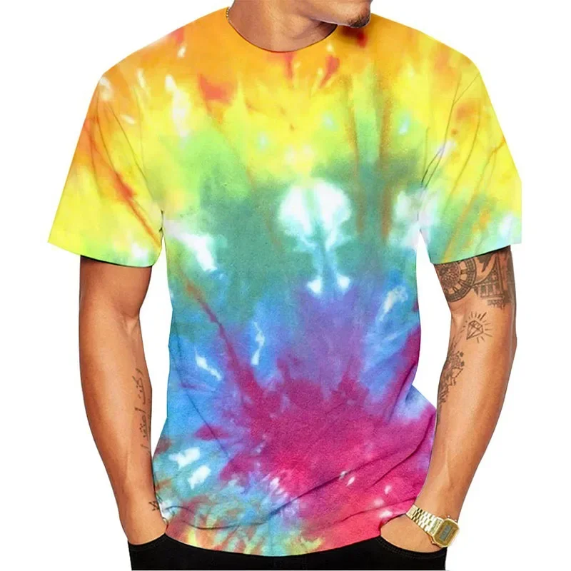 

Summer Fashion Casual Men Women Unisex Oversized T-shirt Harajuku Street Tie Dye Tshirt 3D Print Short Sleeve Boy Girl Clothing