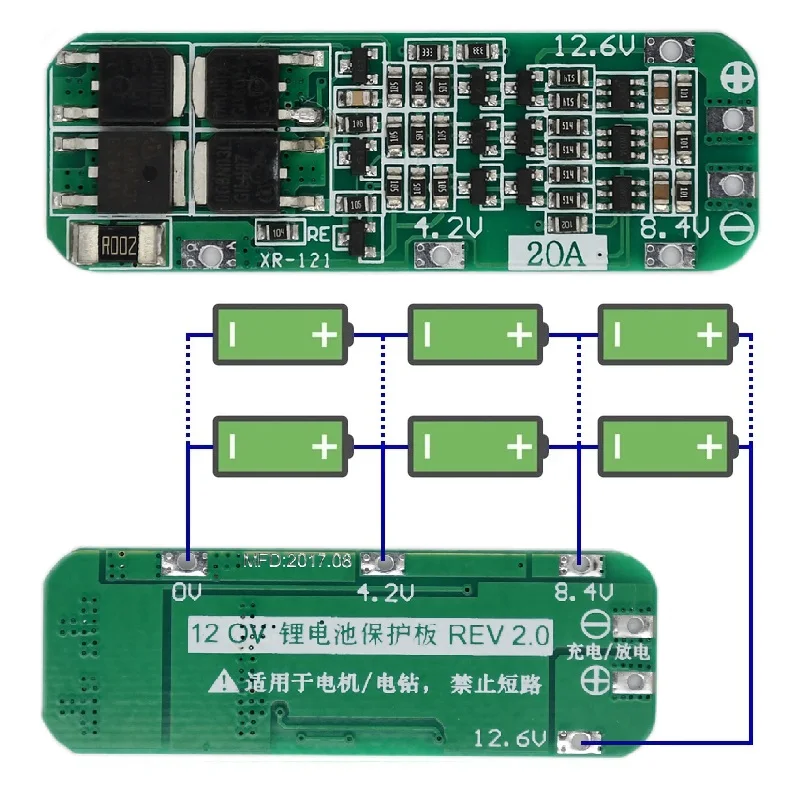 3S 20A Li-ion Lithium Battery 3.6V 3.7V 18650 Charger PCB BMS Protection Board For Drill Motor BMS 12.6V Lipo Cell Module