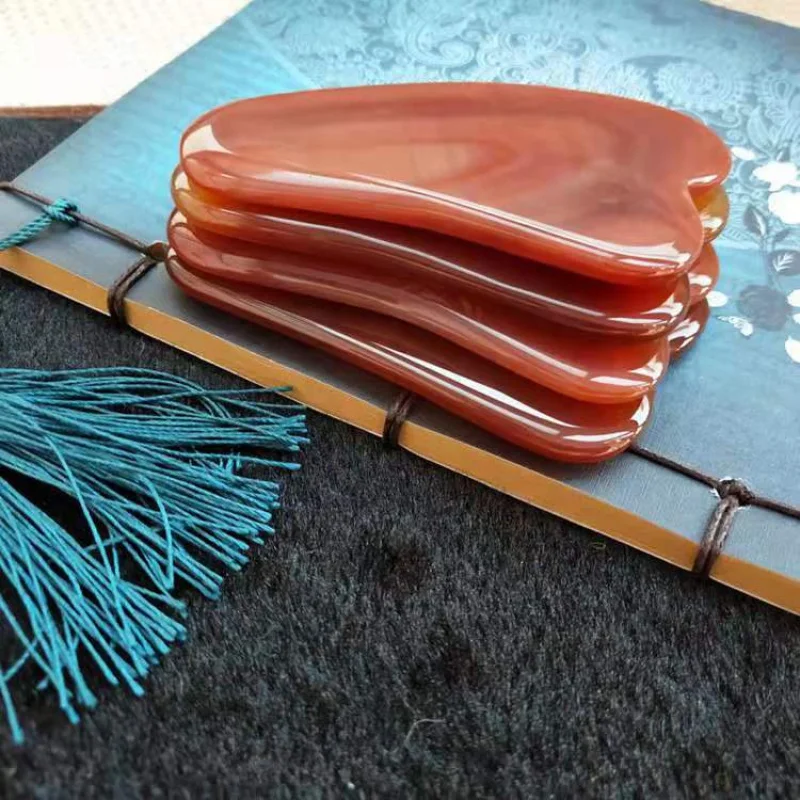 Agate Scrapping Plate Red Agate Gua Sha Scraping Massage Tool Agate Massage Scrapping Plate Factory Price Wholesale