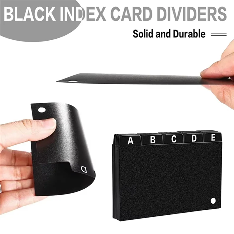 

30Pcs Black Index Card Dividers 3X5 Inch, Alphabetical Tabbed Index Card Dividers With Ring Index Card Organizer