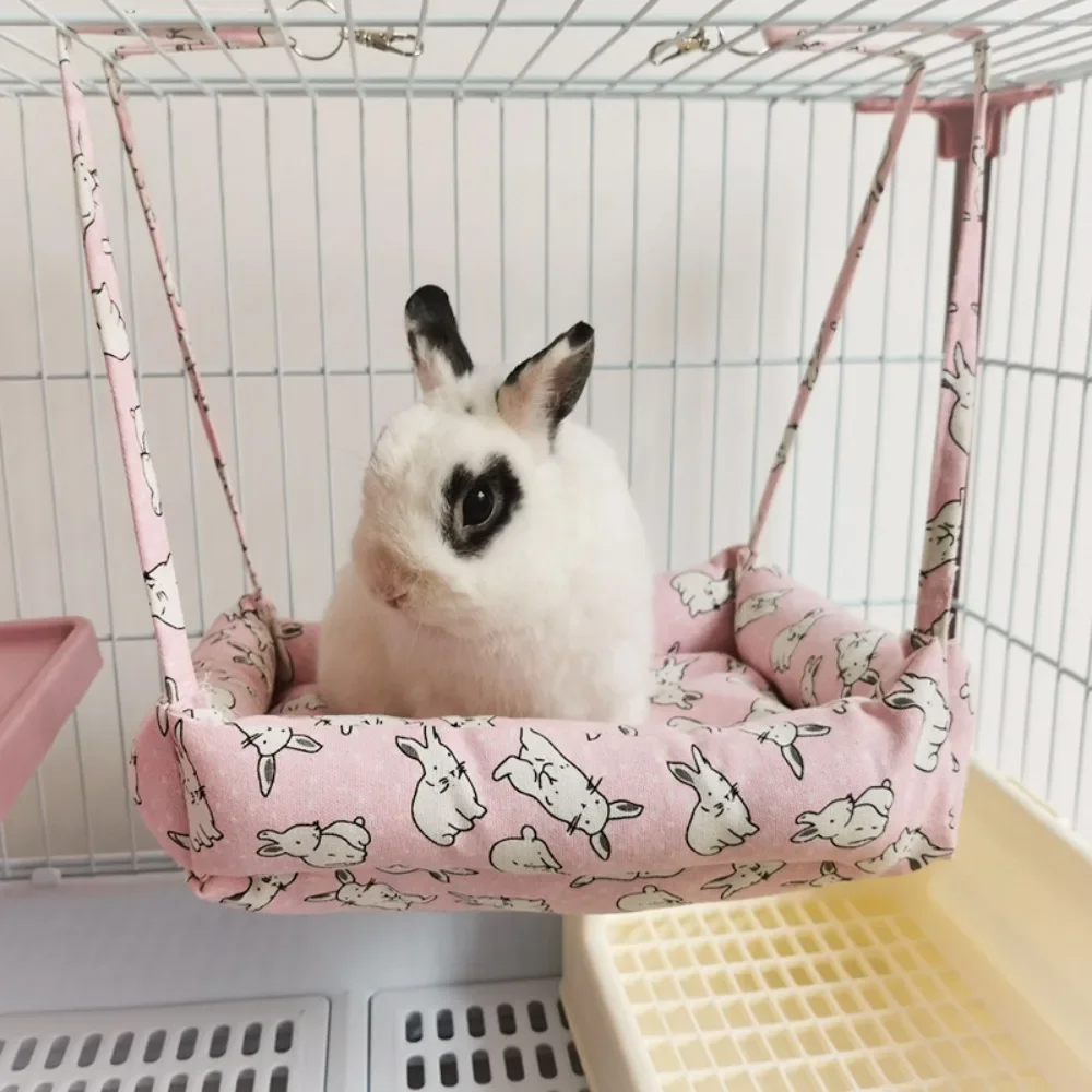 Cute Pet Rabbit Hammock Cotton Hamster Mouse Hanging Bed Mat for Small Pet Hamster Warm Sleep Nests Hanging Hammock Bed