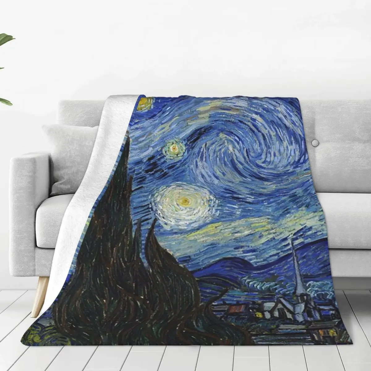 

Starry Night - Vincent Van Gog Blankets Fleece Portable Sofa Throw Blankets For Couch Bedding Office Throws Bedspread Quilt